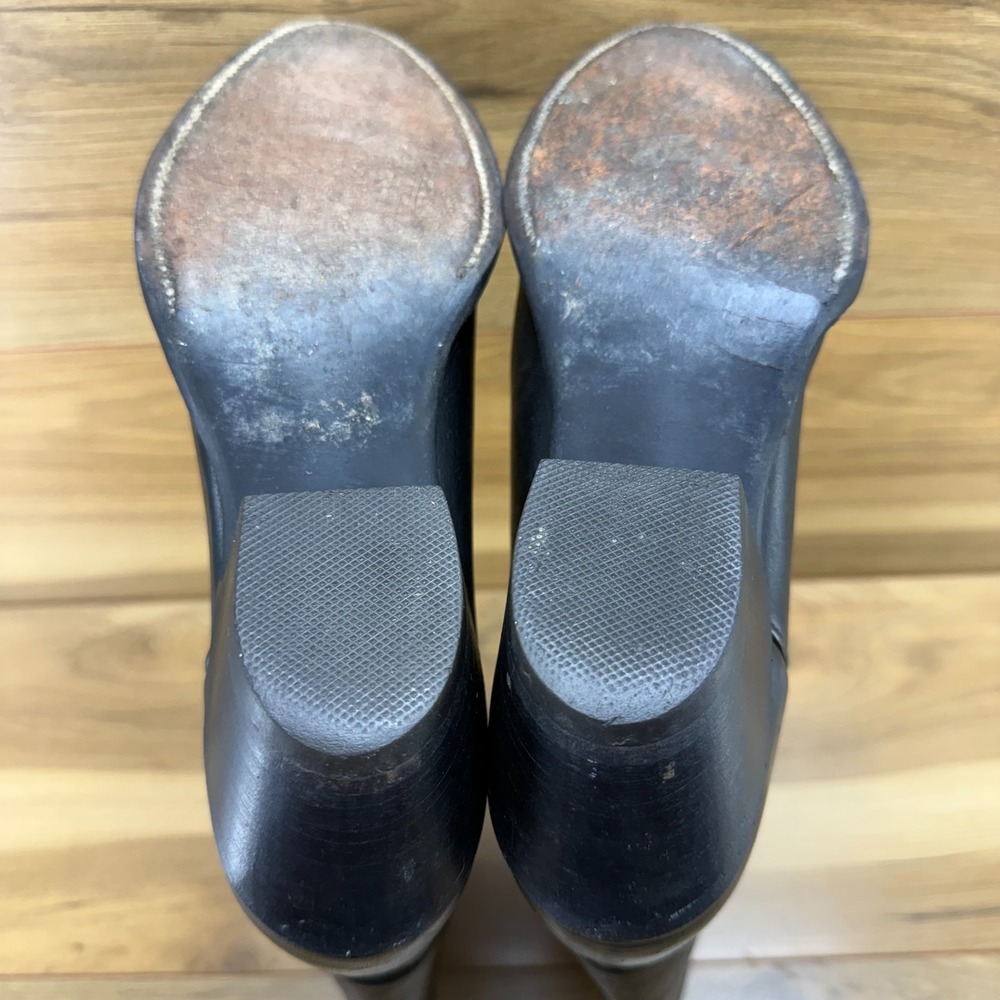 FRYE Vintage Billy Western Boot Womens 7 B Black Leather Mid Calf USA Made 8256 - Picture 9 of 12